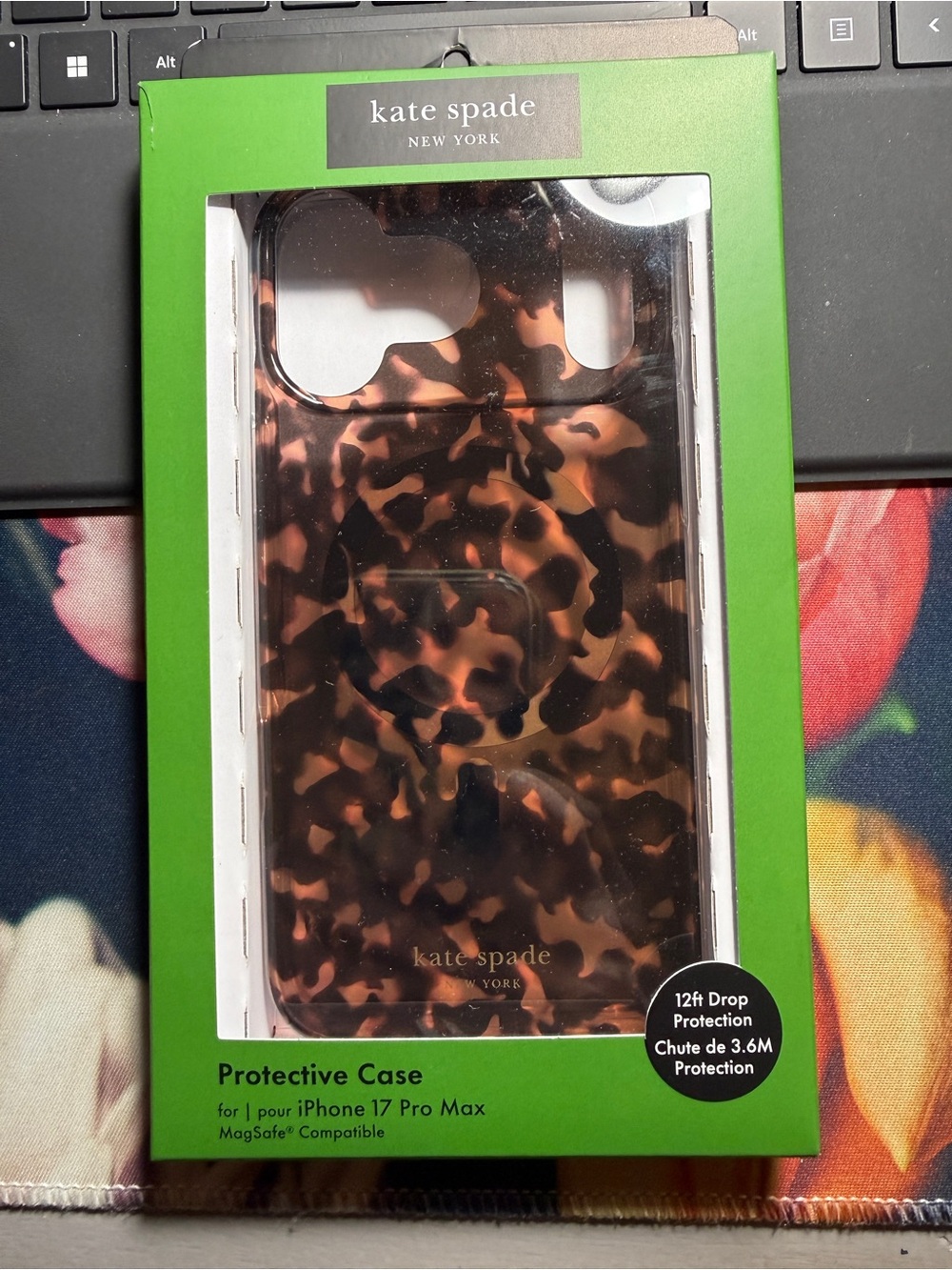kate spade tortoiseshell MagSafe iPhone 17 Pro Max Case in brown and black